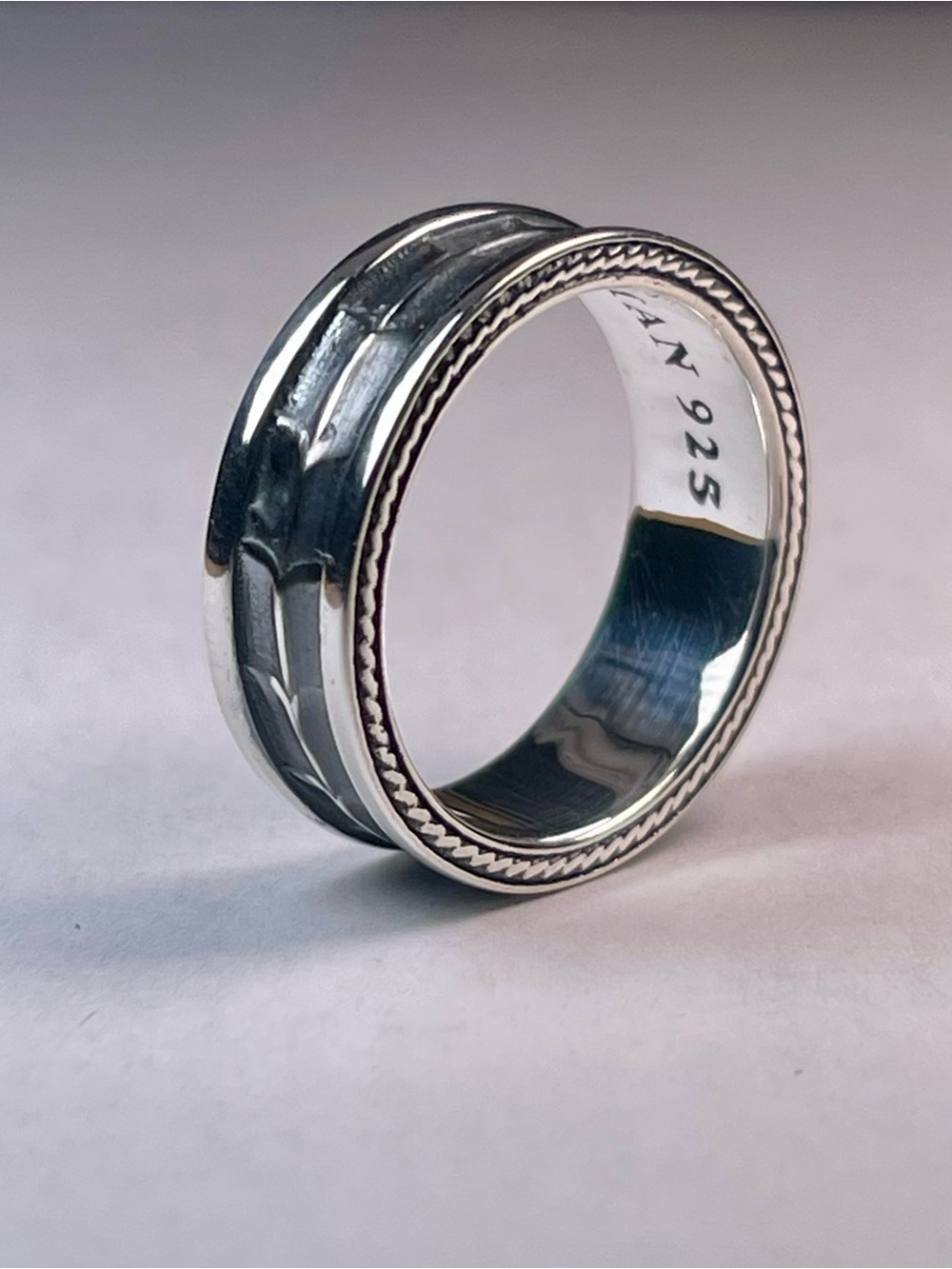 David Yurman Armory band Ring sterling silver and black